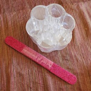 Clear makeup brush holder and emery board